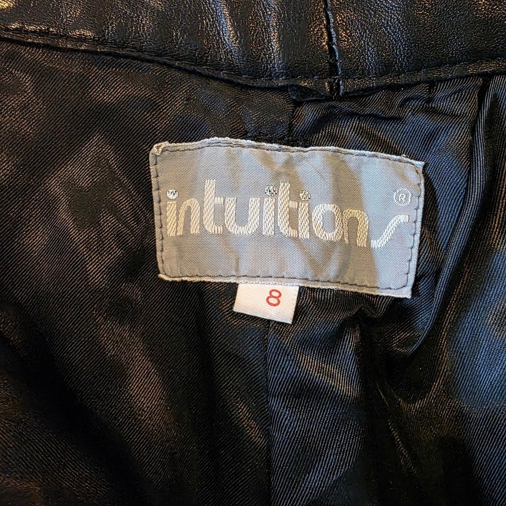 Intuition Vintage Black Leather Pants High Waisted Pleated Tapered Leg Womens‎ 8 - Picture 3 of 13